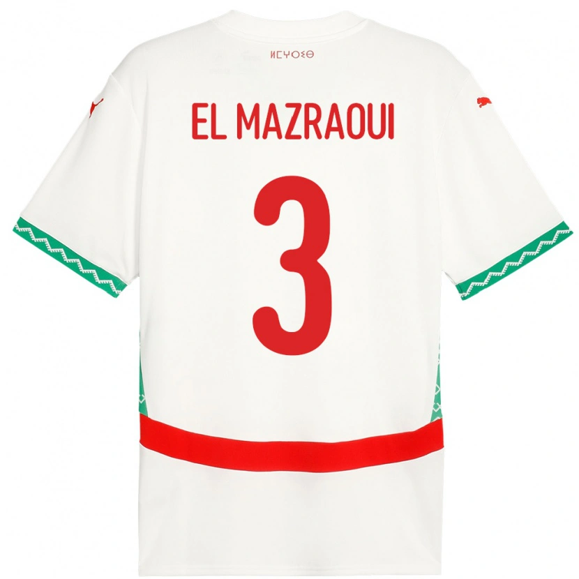 Danxen Męski Maroko Noussair El Mazraoui #3 Biały Wyjazdowa Koszulka 24-26 Koszulki Klubowe