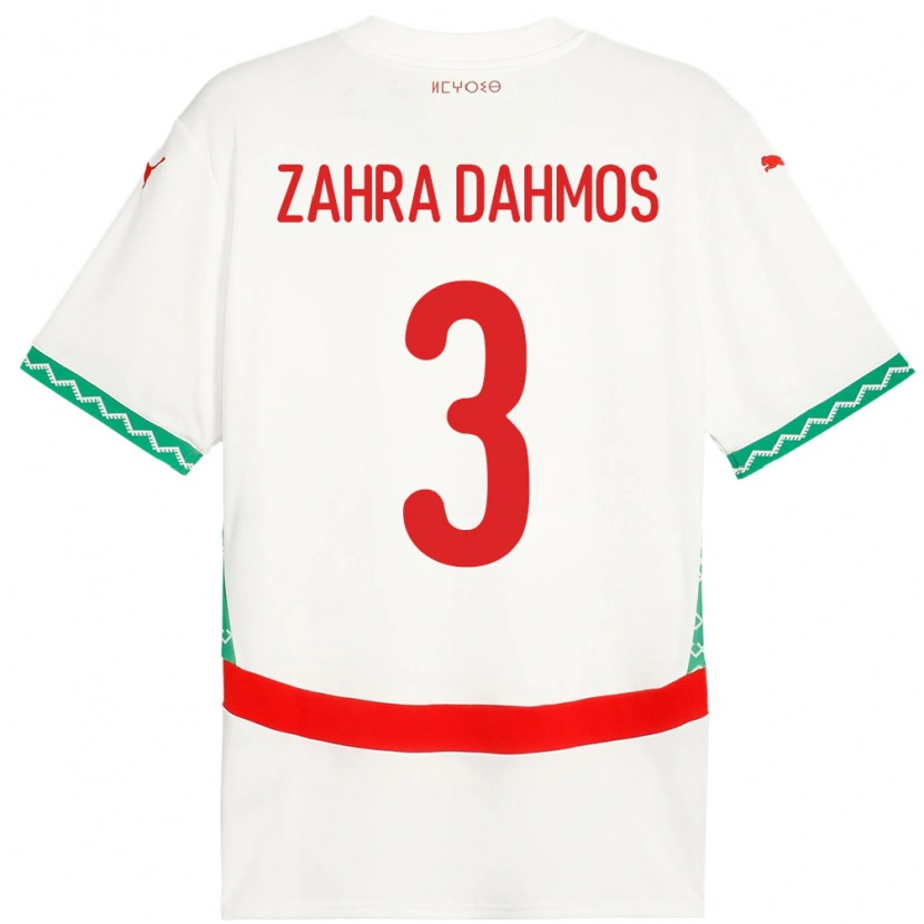 Danxen Męski Maroko Fatima Zahra Dahmos #3 Biały Wyjazdowa Koszulka 24-26 Koszulki Klubowe