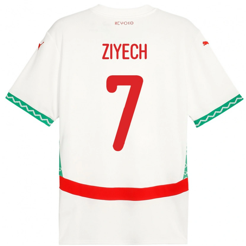 Danxen Męski Maroko Hakim Ziyech #7 Biały Wyjazdowa Koszulka 24-26 Koszulki Klubowe