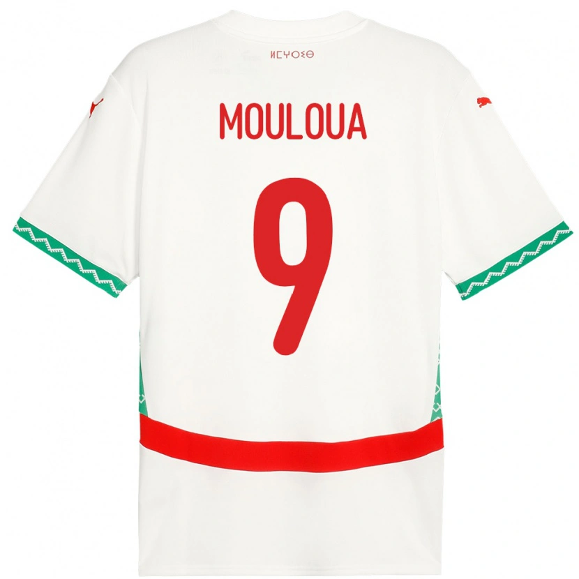 Danxen Męski Maroko Ayoub Mouloua #9 Biały Wyjazdowa Koszulka 24-26 Koszulki Klubowe
