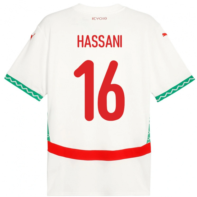 Danxen Męski Maroko Samya Hassani #16 Biały Wyjazdowa Koszulka 24-26 Koszulki Klubowe