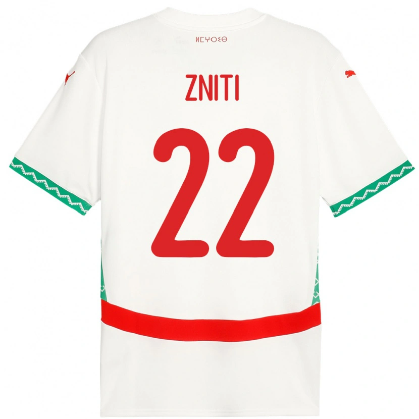 Danxen Męski Maroko Anas Zniti #22 Biały Wyjazdowa Koszulka 24-26 Koszulki Klubowe
