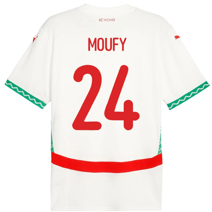 Danxen Męski Maroko Fahd Moufy #24 Biały Wyjazdowa Koszulka 24-26 Koszulki Klubowe