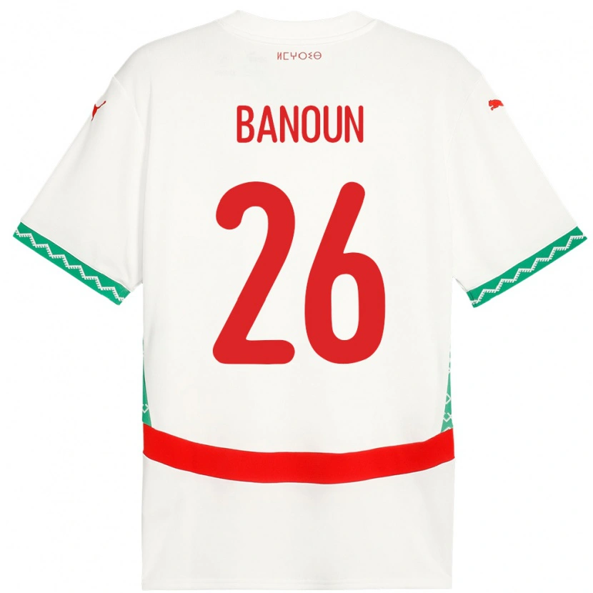 Danxen Męski Maroko Badr Banoun #26 Biały Wyjazdowa Koszulka 24-26 Koszulki Klubowe