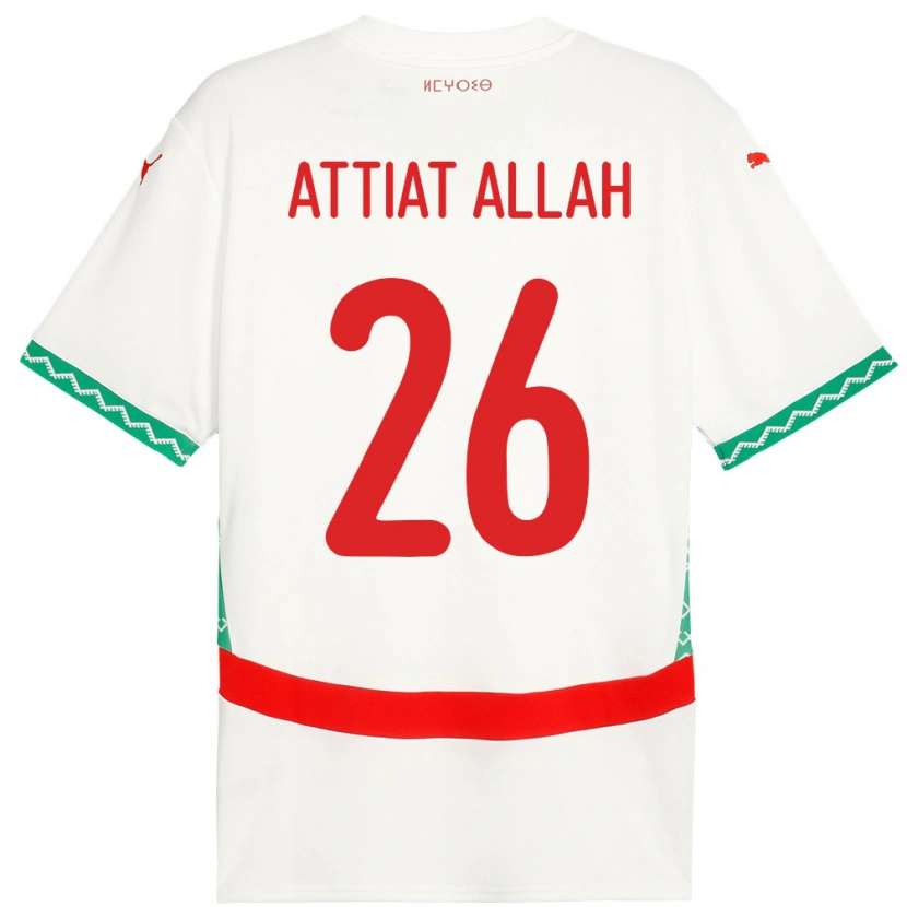 Danxen Męski Maroko Yahia Attiat-Allah #26 Biały Wyjazdowa Koszulka 24-26 Koszulki Klubowe