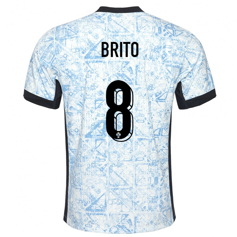 Danxen Męski Portugalia João Brito #8 Kremowy Niebieski Wyjazdowa Koszulka 24-26 Koszulki Klubowe