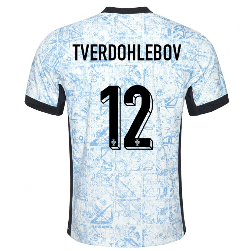 Danxen Męski Portugalia Alex Tverdohlebov #12 Kremowy Niebieski Wyjazdowa Koszulka 24-26 Koszulki Klubowe