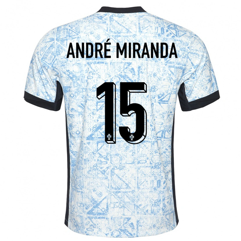 Danxen Męski Portugalia André Miranda #15 Kremowy Niebieski Wyjazdowa Koszulka 24-26 Koszulki Klubowe