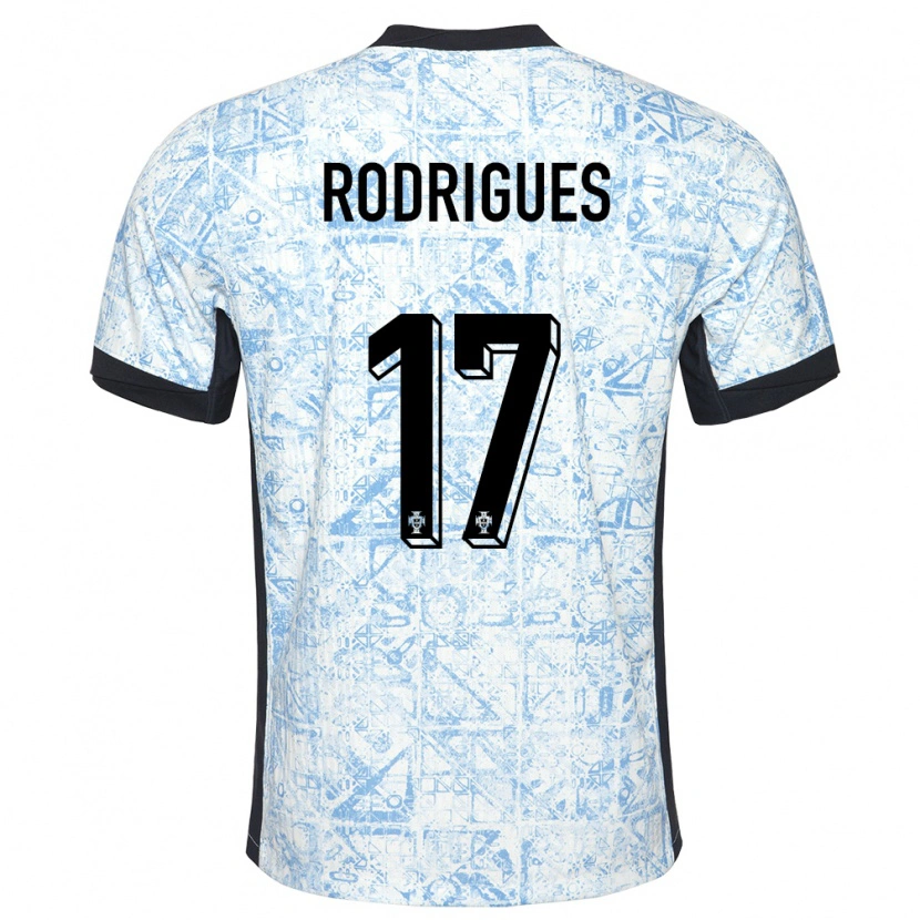 Danxen Męski Portugalia Tiago Rodrigues #17 Kremowy Niebieski Wyjazdowa Koszulka 24-26 Koszulki Klubowe