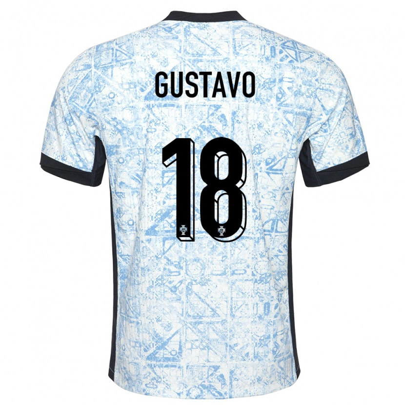 Danxen Męski Portugalia Gustavo Ferreira #18 Kremowy Niebieski Wyjazdowa Koszulka 24-26 Koszulki Klubowe