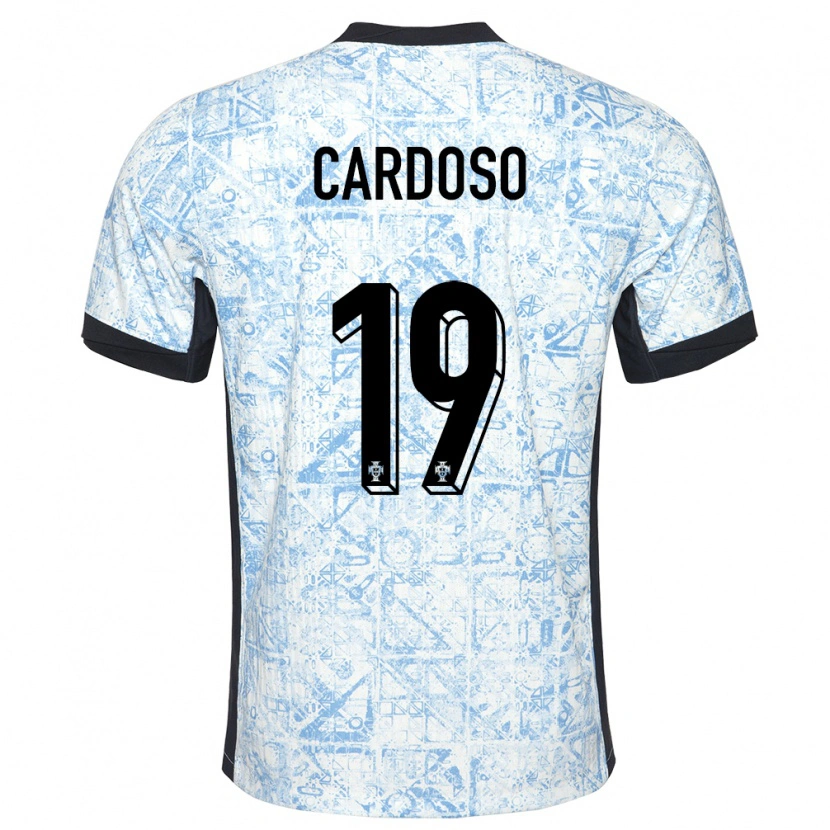 Danxen Męski Portugalia Leo Cardoso #19 Kremowy Niebieski Wyjazdowa Koszulka 24-26 Koszulki Klubowe