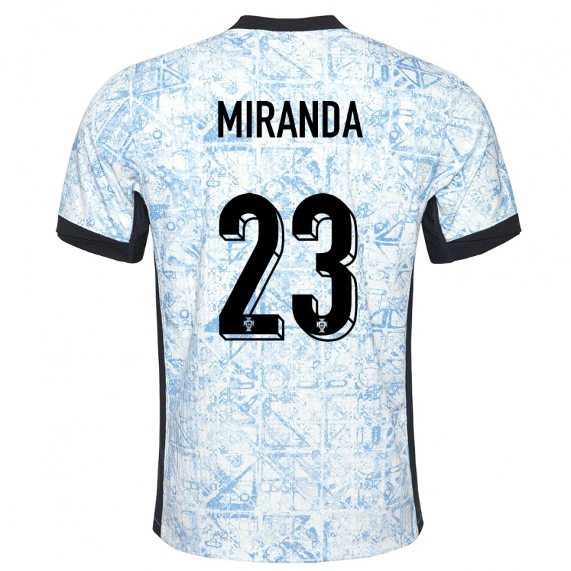 Danxen Męski Portugalia João Miranda #23 Kremowy Niebieski Wyjazdowa Koszulka 24-26 Koszulki Klubowe