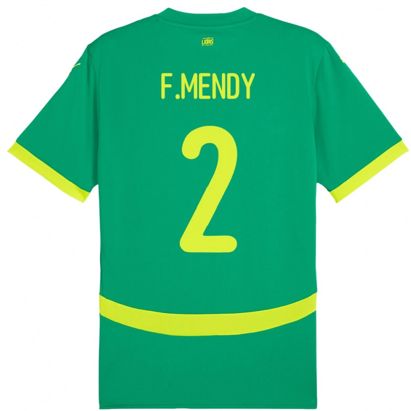 Danxen Męski Senegal Formose Mendy #2 Zielony Wyjazdowa Koszulka 24-26 Koszulki Klubowe