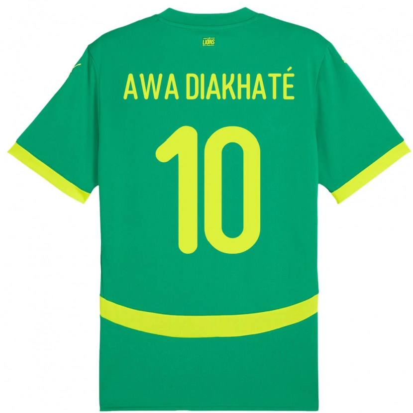 Danxen Męski Senegal Ndeye Awa Diakhate #10 Zielony Wyjazdowa Koszulka 24-26 Koszulki Klubowe