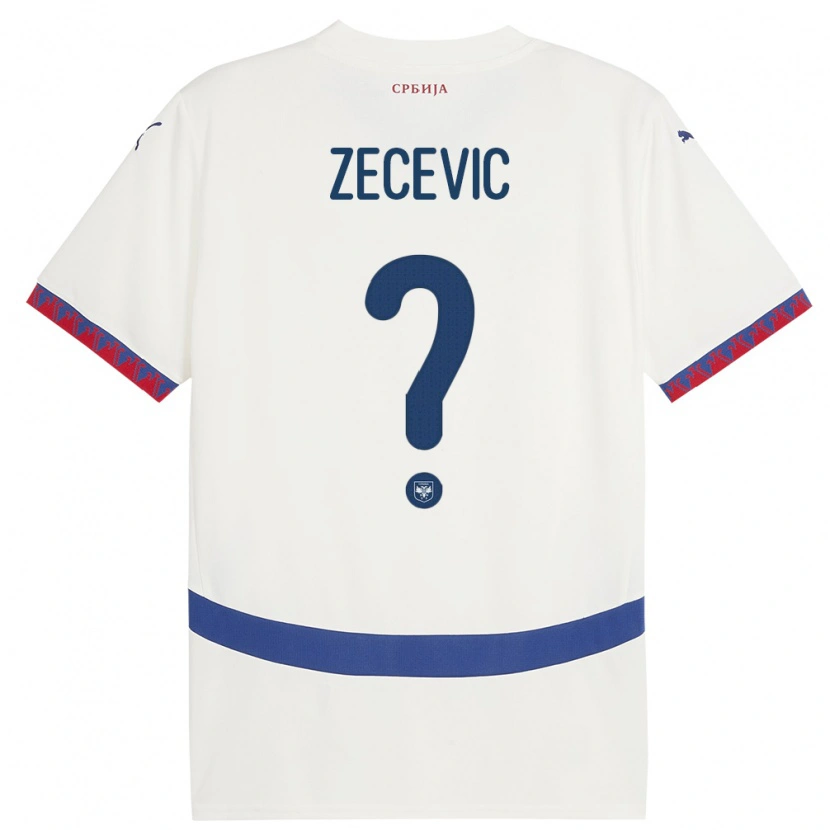 Danxen Męski Serbia Nikola Zecevic #0 Biały Wyjazdowa Koszulka 24-26 Koszulki Klubowe