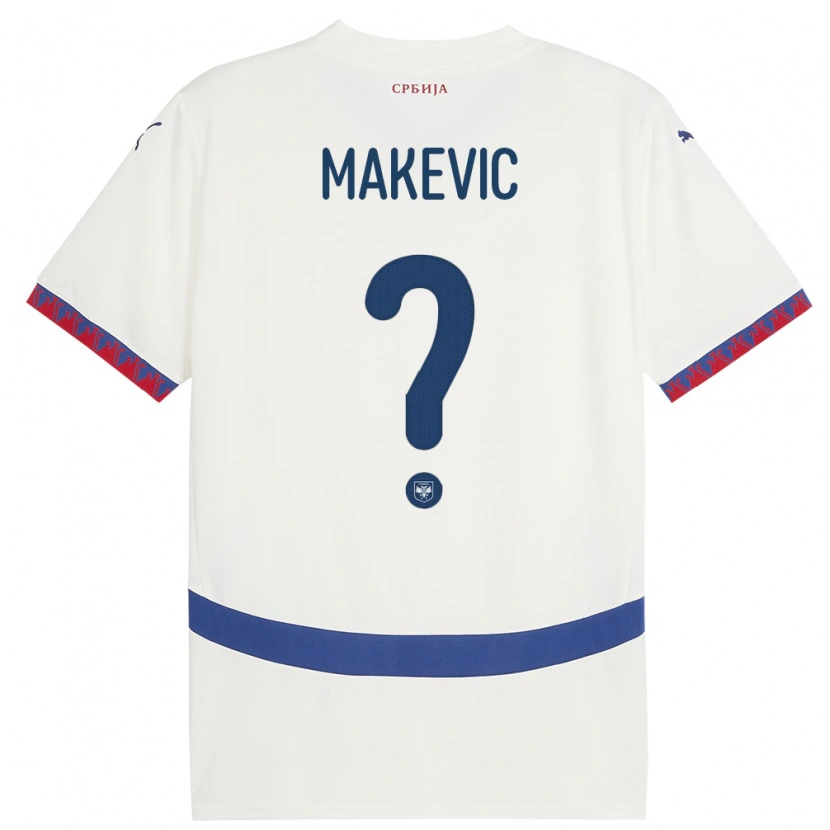 Danxen Męski Serbia Dusan Makevic #0 Biały Wyjazdowa Koszulka 24-26 Koszulki Klubowe