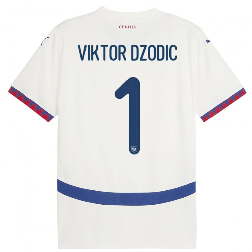 Danxen Męski Serbia Viktor Dzodic #1 Biały Wyjazdowa Koszulka 24-26 Koszulki Klubowe