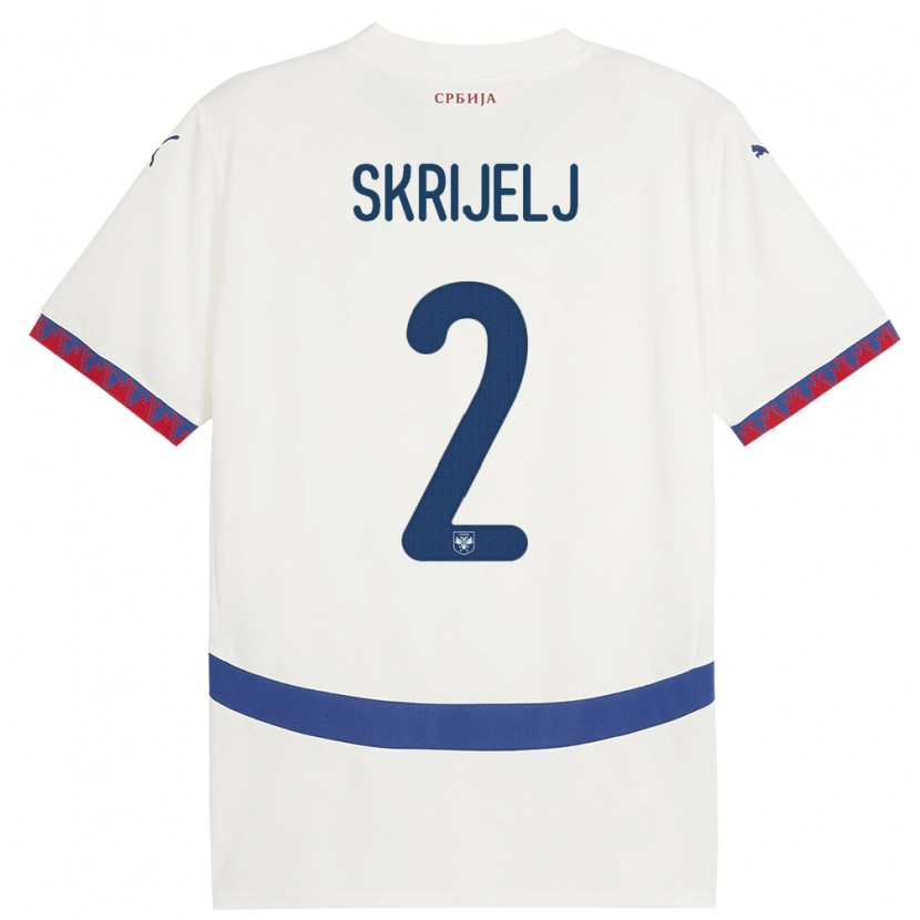 Danxen Męski Serbia Ahmed Skrijelj #2 Biały Wyjazdowa Koszulka 24-26 Koszulki Klubowe