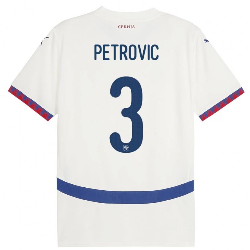 Danxen Męski Serbia Stefan Petrovic #3 Biały Wyjazdowa Koszulka 24-26 Koszulki Klubowe