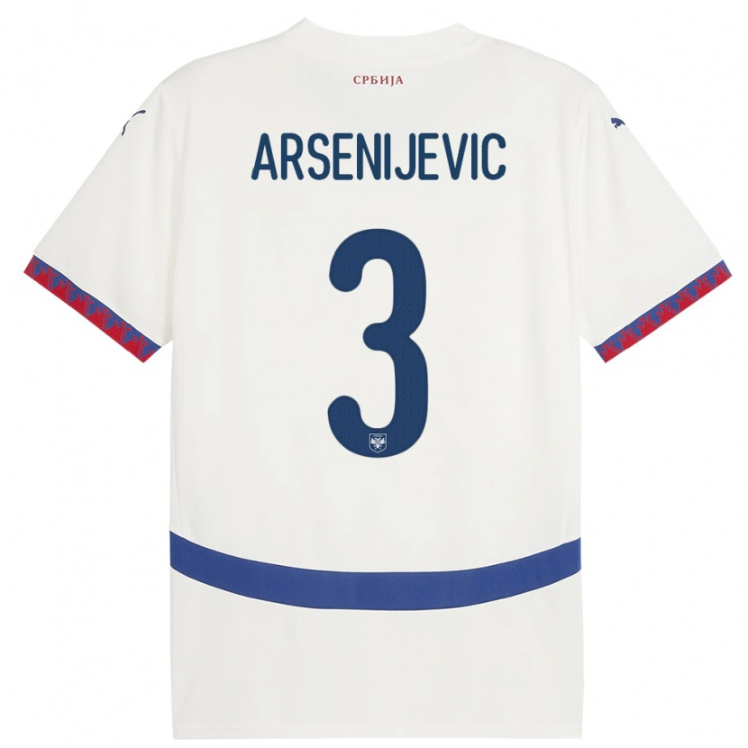 Danxen Męski Serbia Andrej Arsenijevic #3 Biały Wyjazdowa Koszulka 24-26 Koszulki Klubowe