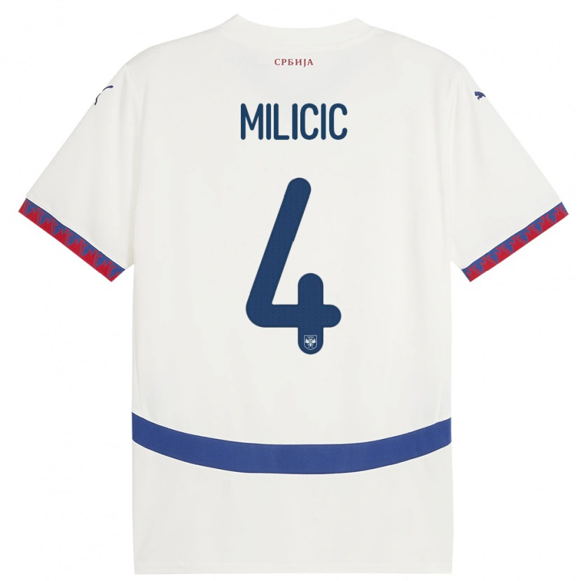 Danxen Męski Serbia Nikola Milicic #4 Biały Wyjazdowa Koszulka 24-26 Koszulki Klubowe