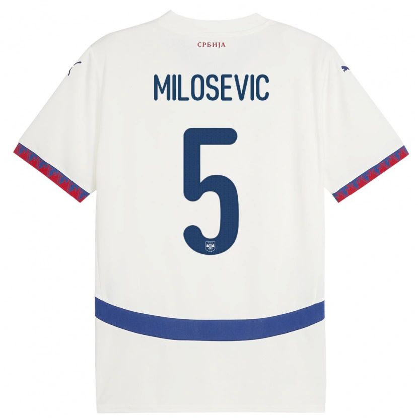 Danxen Męski Serbia Jovan Milosevic #5 Biały Wyjazdowa Koszulka 24-26 Koszulki Klubowe