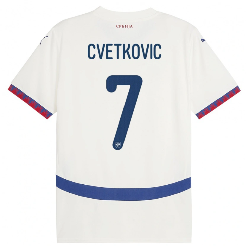 Danxen Męski Serbia Mihajlo Cvetkovic #7 Biały Wyjazdowa Koszulka 24-26 Koszulki Klubowe