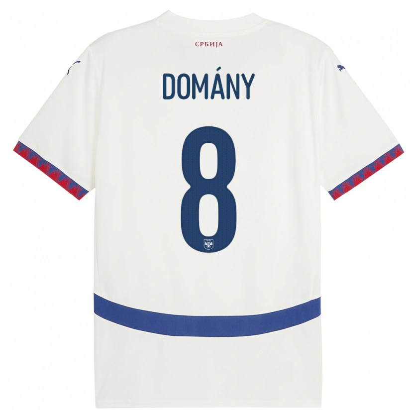 Danxen Męski Serbia Bence Domány #8 Biały Wyjazdowa Koszulka 24-26 Koszulki Klubowe