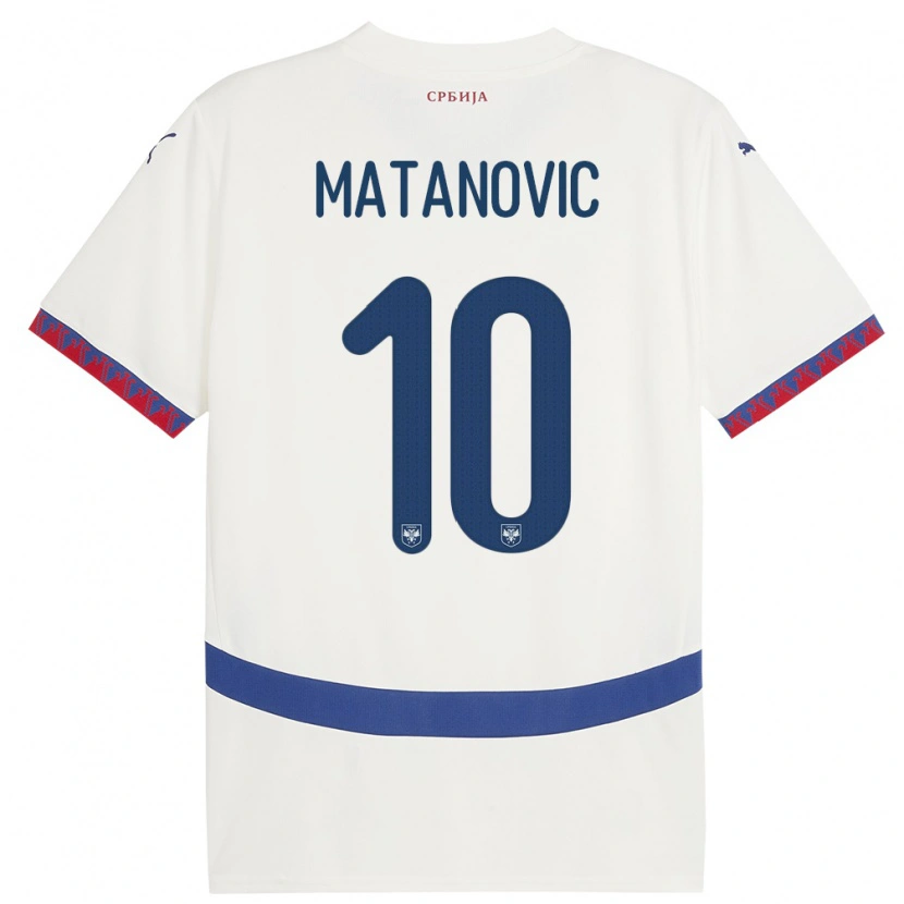 Danxen Męski Serbia Ognjen Matanovic #10 Biały Wyjazdowa Koszulka 24-26 Koszulki Klubowe