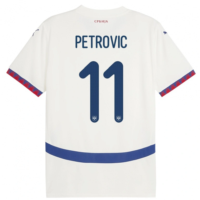 Danxen Męski Serbia Aleksa Petrovic #11 Biały Wyjazdowa Koszulka 24-26 Koszulki Klubowe