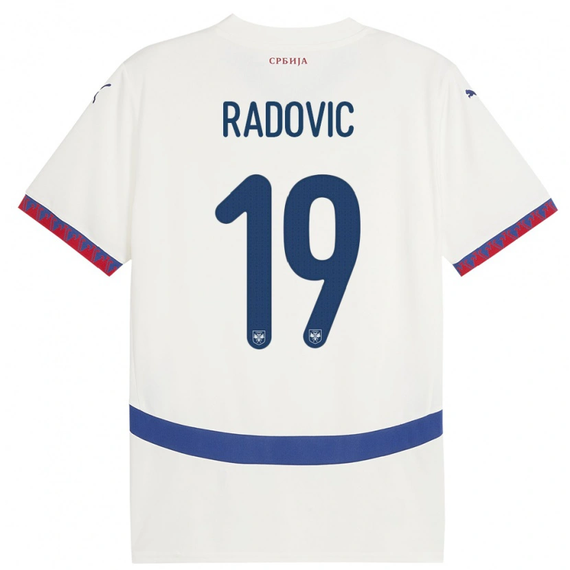 Danxen Męski Serbia Dusan Radovic #19 Biały Wyjazdowa Koszulka 24-26 Koszulki Klubowe