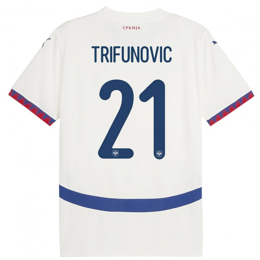 Danxen Męski Serbia Nemanja Trifunovic #21 Biały Wyjazdowa Koszulka 24-26 Koszulki Klubowe