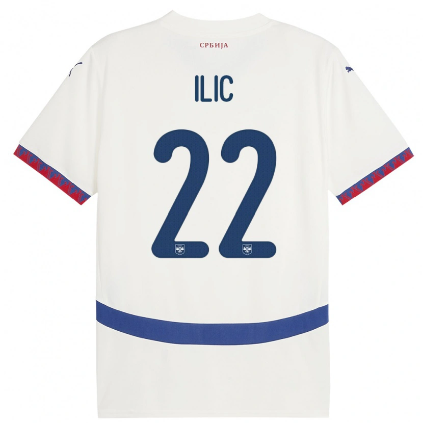 Danxen Męski Serbia Pavle Ilic #22 Biały Wyjazdowa Koszulka 24-26 Koszulki Klubowe