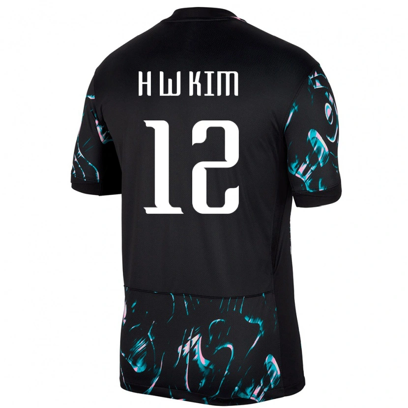 Danxen Męski Korea Południowa Hyun-Woo Kim #12 Czarny Wyjazdowa Koszulka 24-26 Koszulki Klubowe