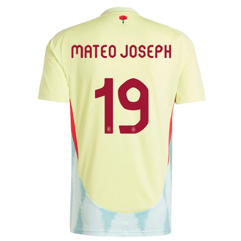 Danxen Męski Hiszpania Mateo Joseph #19 Żółty Wyjazdowa Koszulka 24-26 Koszulki Klubowe