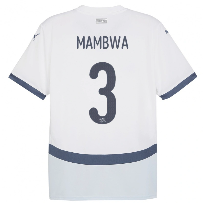 Danxen Męski Szwajcaria Olivier Mambwa #3 Biały Wyjazdowa Koszulka 24-26 Koszulki Klubowe
