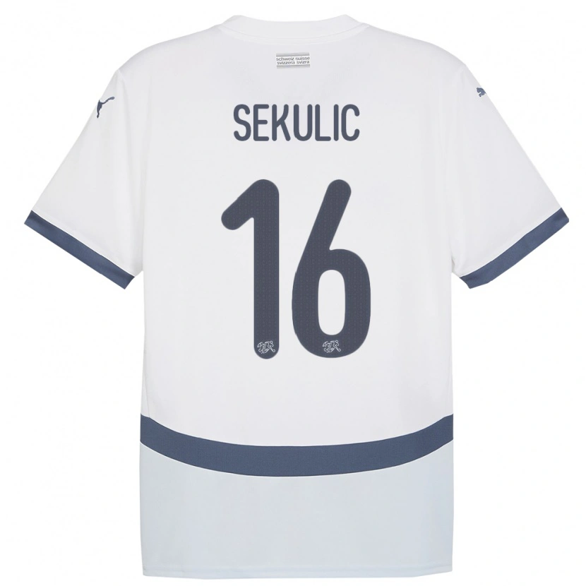 Danxen Męski Szwajcaria Aleksandar Sekulic #16 Biały Wyjazdowa Koszulka 24-26 Koszulki Klubowe