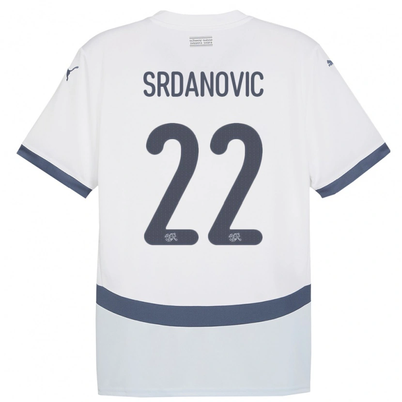 Danxen Męski Szwajcaria Loun Srdanovic #22 Biały Wyjazdowa Koszulka 24-26 Koszulki Klubowe