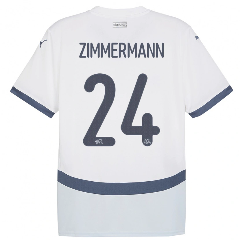 Danxen Męski Szwajcaria Mio Zimmermann #24 Biały Wyjazdowa Koszulka 24-26 Koszulki Klubowe