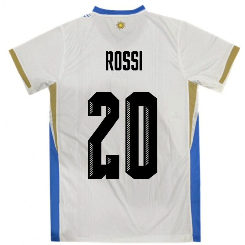 Danxen Męski Urugwaj Diego Rossi #20 Biały Niebieski Wyjazdowa Koszulka 24-26 Koszulki Klubowe