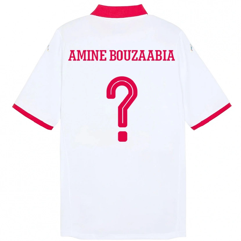 Danxen Męski Tunezja Mohamed Amine Bouzaabia #0 Biały Wyjazdowa Koszulka 24-26 Koszulki Klubowe
