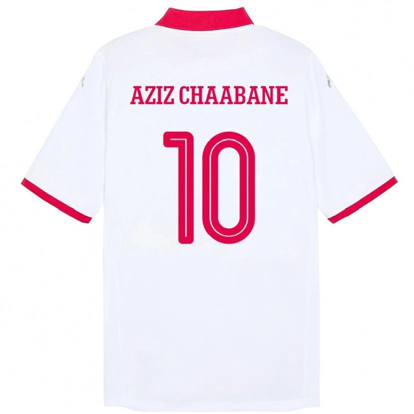 Danxen Męski Tunezja Mohamed Aziz Chaabane #10 Biały Wyjazdowa Koszulka 24-26 Koszulki Klubowe