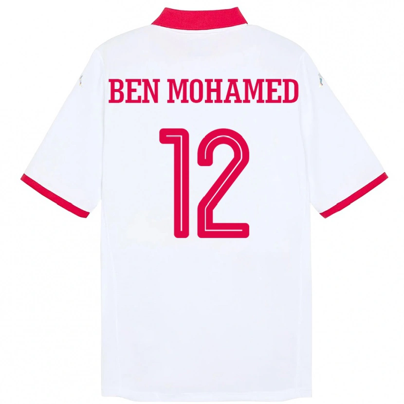 Danxen Męski Tunezja Ibtissem Ben Mohamed #12 Biały Wyjazdowa Koszulka 24-26 Koszulki Klubowe