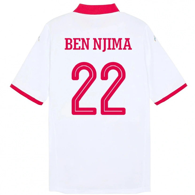 Danxen Męski Tunezja Firas Ben Njima #22 Biały Wyjazdowa Koszulka 24-26 Koszulki Klubowe
