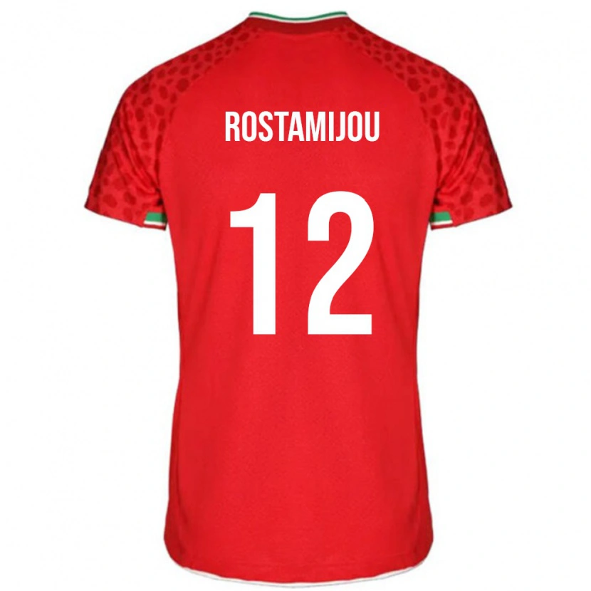 Danxen Męski Iran Alireza Rostamijou #12 Czerwony Wyjazdowa Koszulka 24-26 Koszulki Klubowe