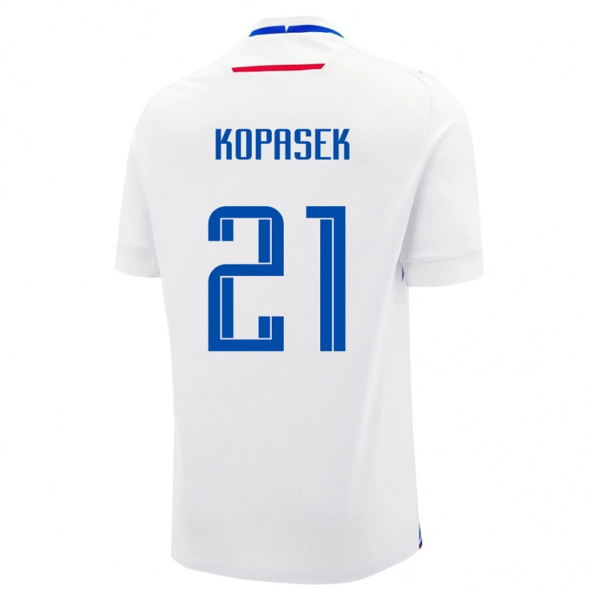 Danxen Męski Słowacja Samuel Kopasek #21 Biały Wyjazdowa Koszulka 24-26 Koszulki Klubowe