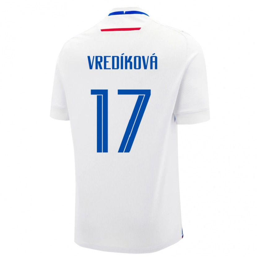 Danxen Męski Słowacja Katarína Vredíková #17 Biały Wyjazdowa Koszulka 24-26 Koszulki Klubowe