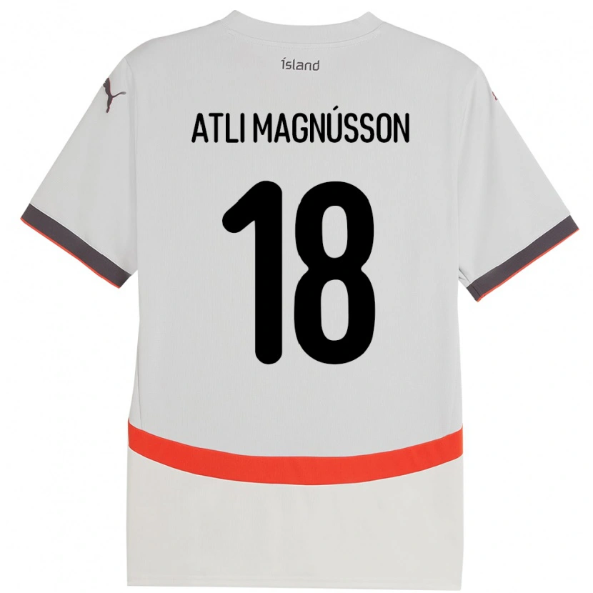 Danxen Męski Islandia Saevar Atli Magnússon #18 Biały Wyjazdowa Koszulka 24-26 Koszulki Klubowe