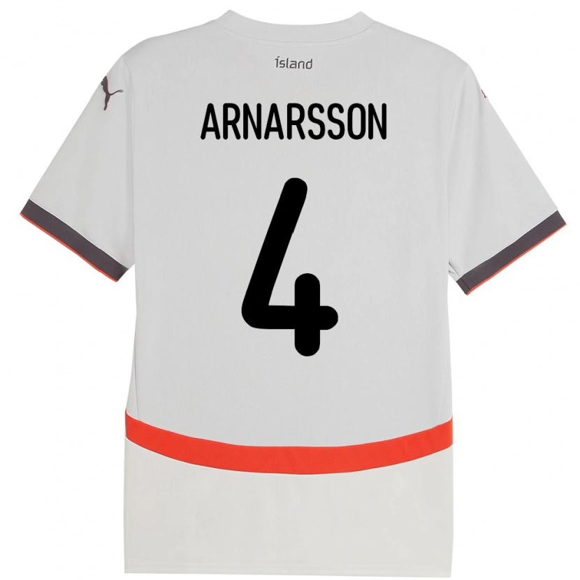 Danxen Męski Islandia Ásbjörn Líndal Arnarsson #4 Biały Wyjazdowa Koszulka 24-26 Koszulki Klubowe