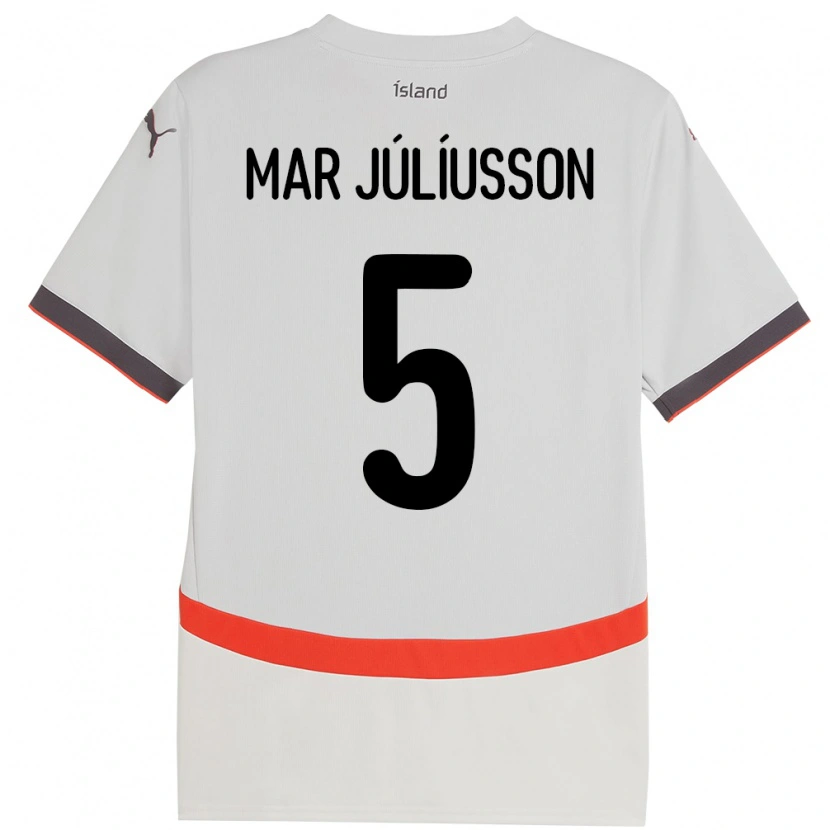 Danxen Męski Islandia Júlíus Mar Júlíusson #5 Biały Wyjazdowa Koszulka 24-26 Koszulki Klubowe